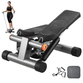 Stair Stepper, Mini Stepper for Exercise at Home, Hydraulic Fitness Stepper with Resistance Bands, Full Body Workout Cardio Equipment