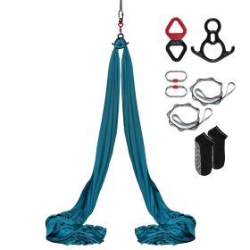 Aerial Silk & Yoga Swing, 8.7 Yards, Aerial Yoga Hammock Kit with 100gsm Nylon Fabric, Full Rigging Hardware & Easy Set-up Guide (Color: Dark Green, size: 8.22 x 2.8 m)